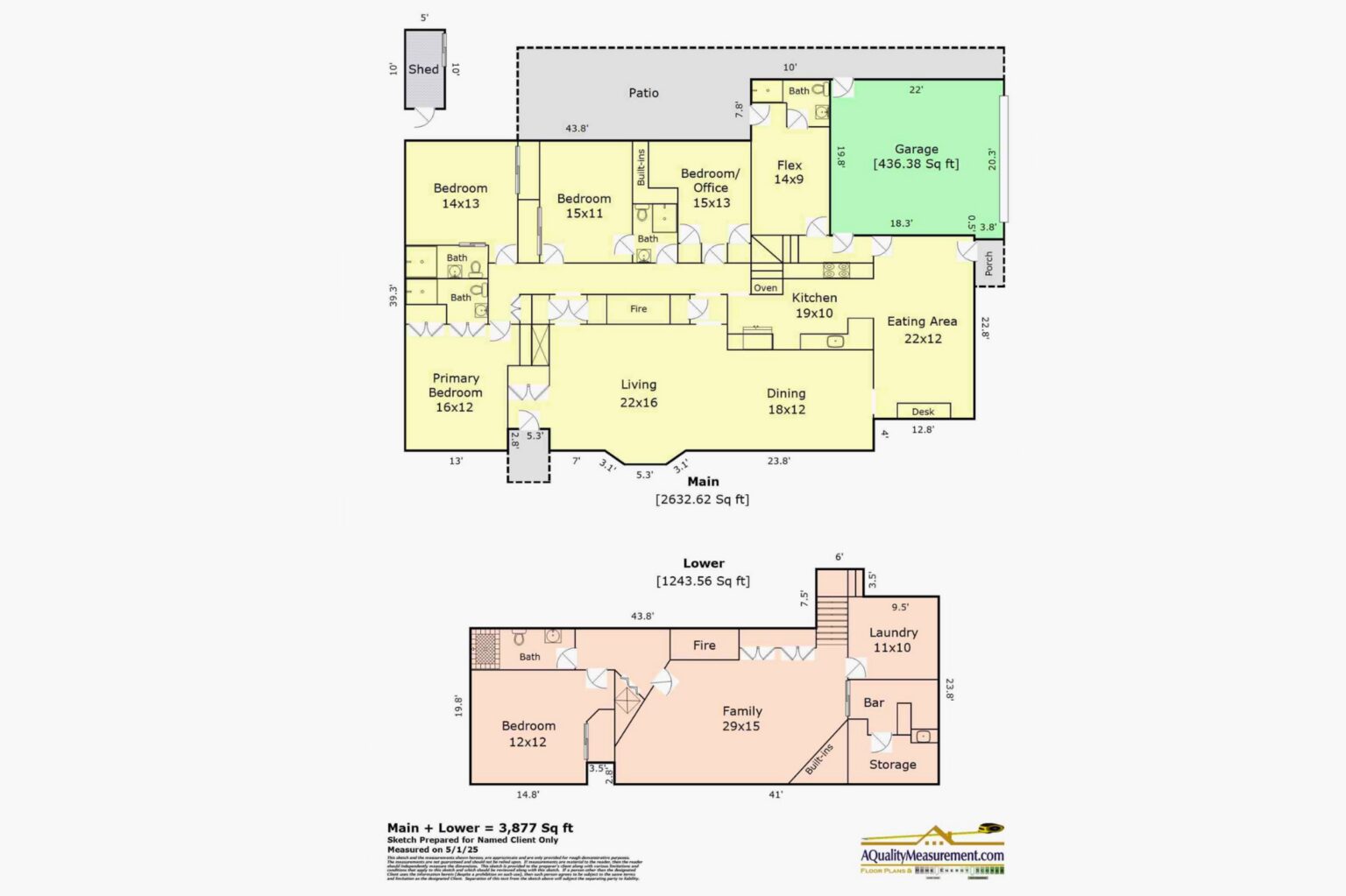 Floor plan of 660 SW Evans St showing the main floor and the lower level